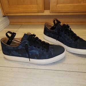 Donald J. Pliner Navy Camouflage Sneakers